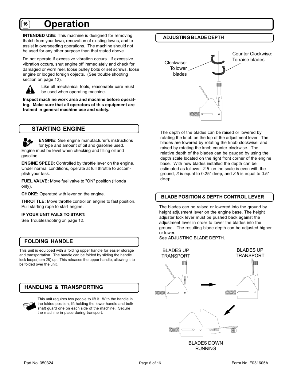 Operation | Billy Goat PR550 User Manual | Page 6 / 16