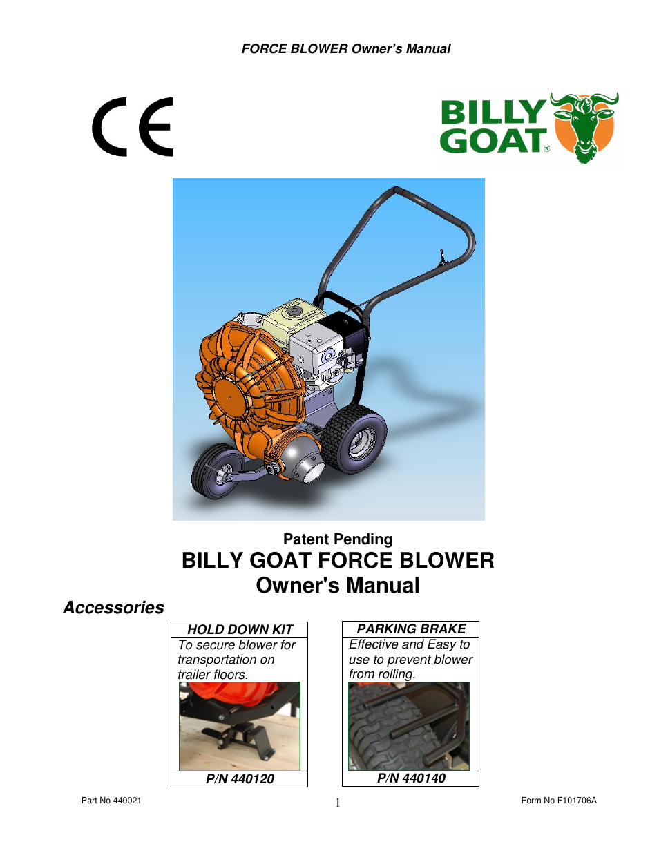 Billy Goat P / N 440120 User Manual | 16 pages