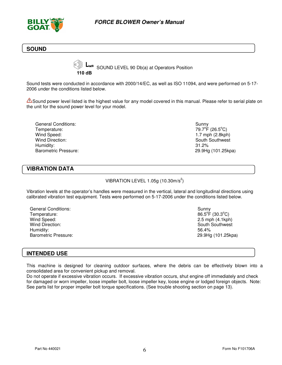 Billy Goat P / N 440120 User Manual | Page 6 / 16