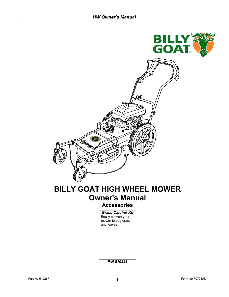 Billy Goat 510223 User Manual | 16 pages