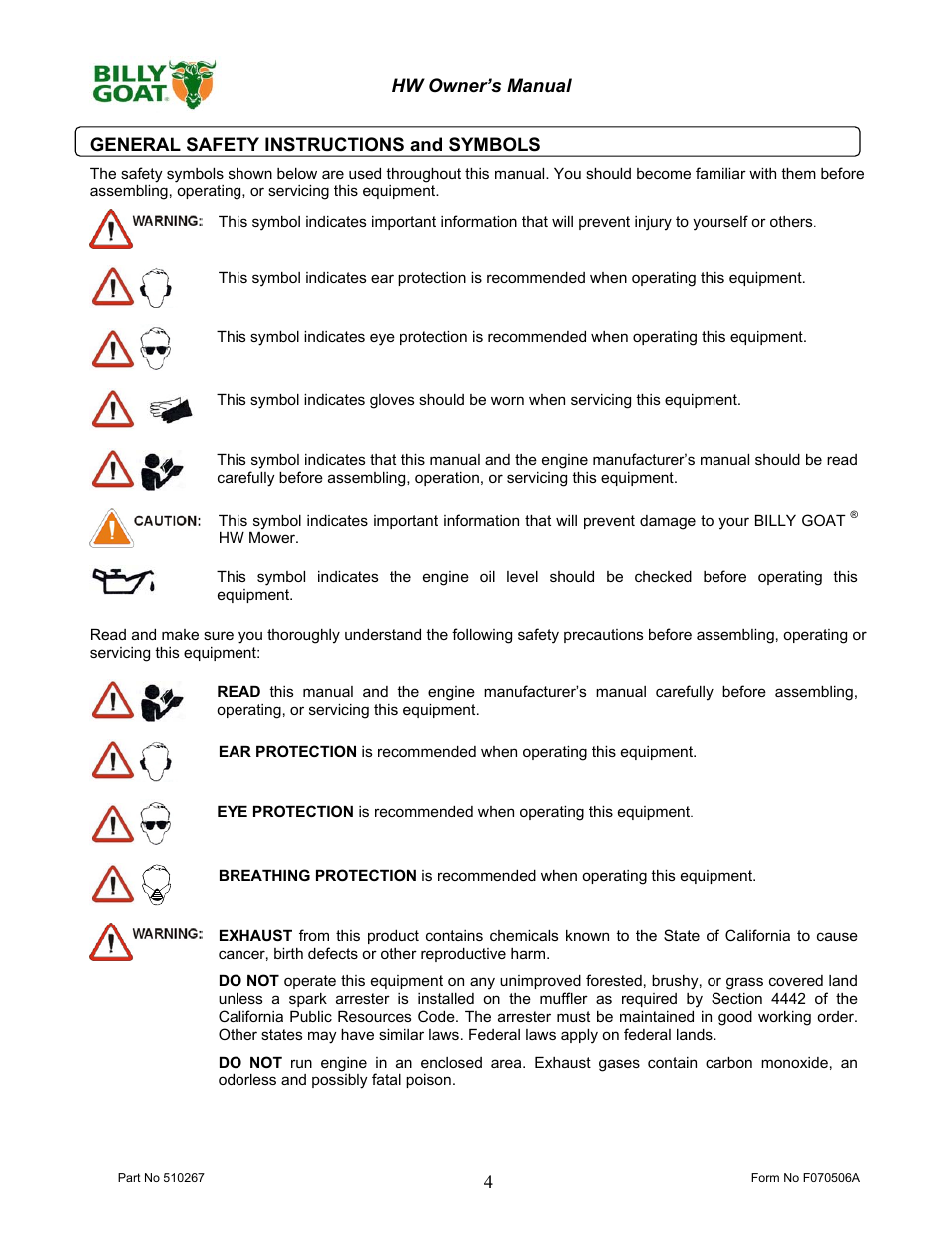 Billy Goat 510223 User Manual | Page 4 / 16