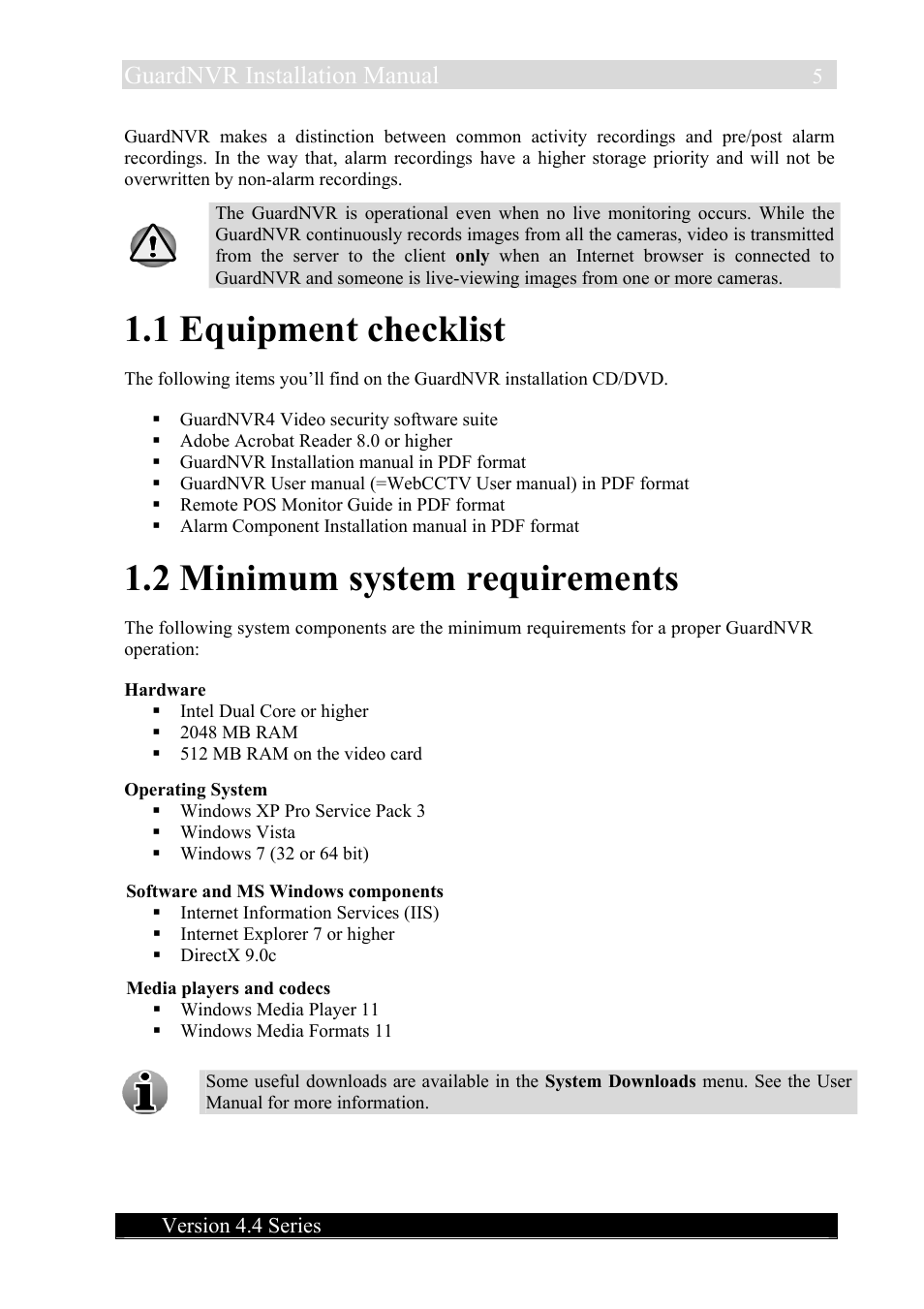 1 equipment checklist, 2 minimum system requirements, Guardnvr installation manual | Quadrox QGuard Installation Manual User Manual | Page 5 / 81