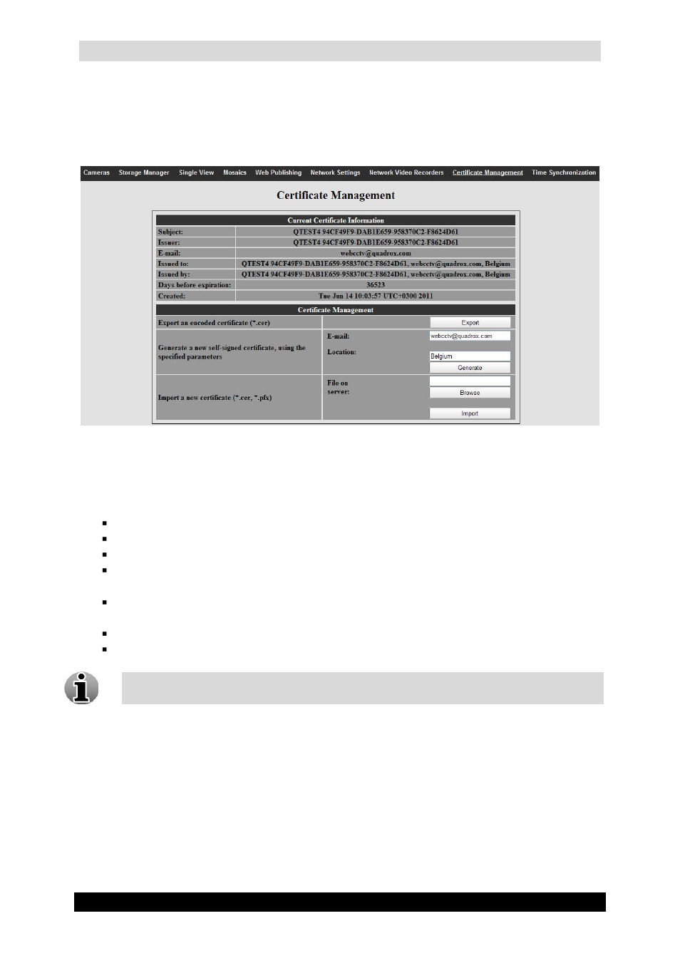 10 certificate management, 1 self-signed certificates, Qguard user manual | Quadrox QGuard User Manual User Manual | Page 103 / 171