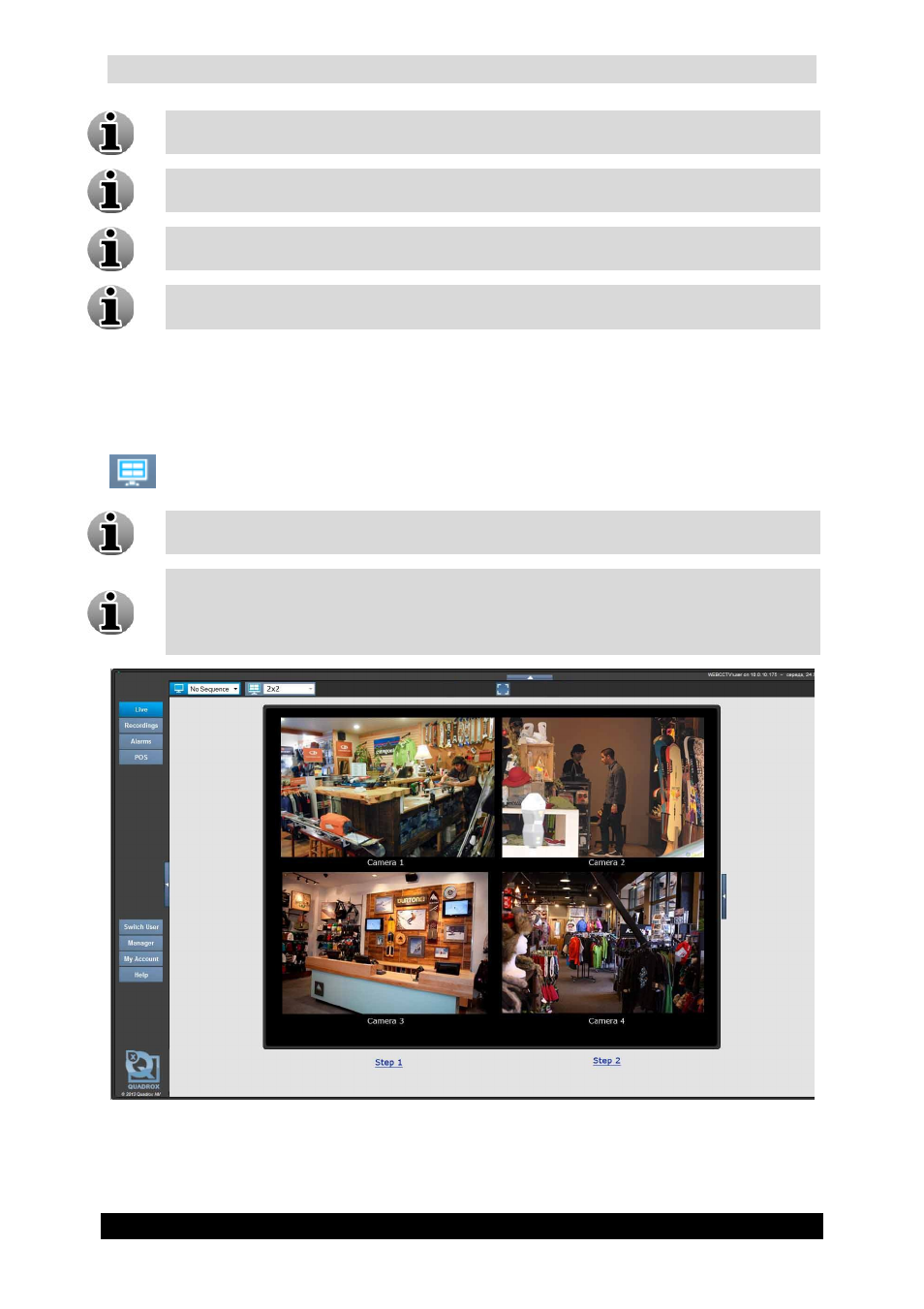 2 mosaics, Qguard user manual, Version 4.9 series | Mosaic view screen | Quadrox QGuard User Manual User Manual | Page 125 / 171