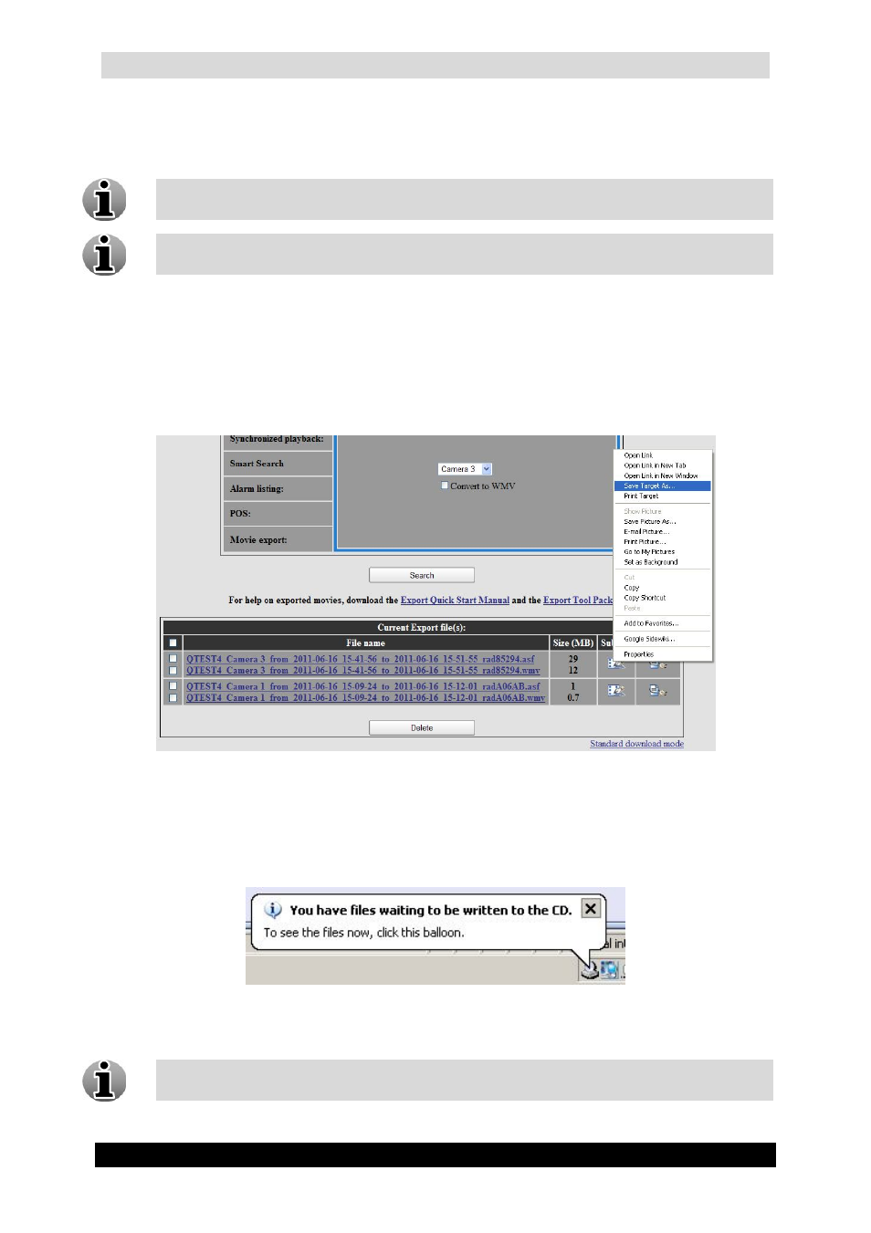 3 saving export files to cd, Qguard user manual, Version 4.9 series | Recordings export screen | Quadrox QGuard User Manual User Manual | Page 141 / 171