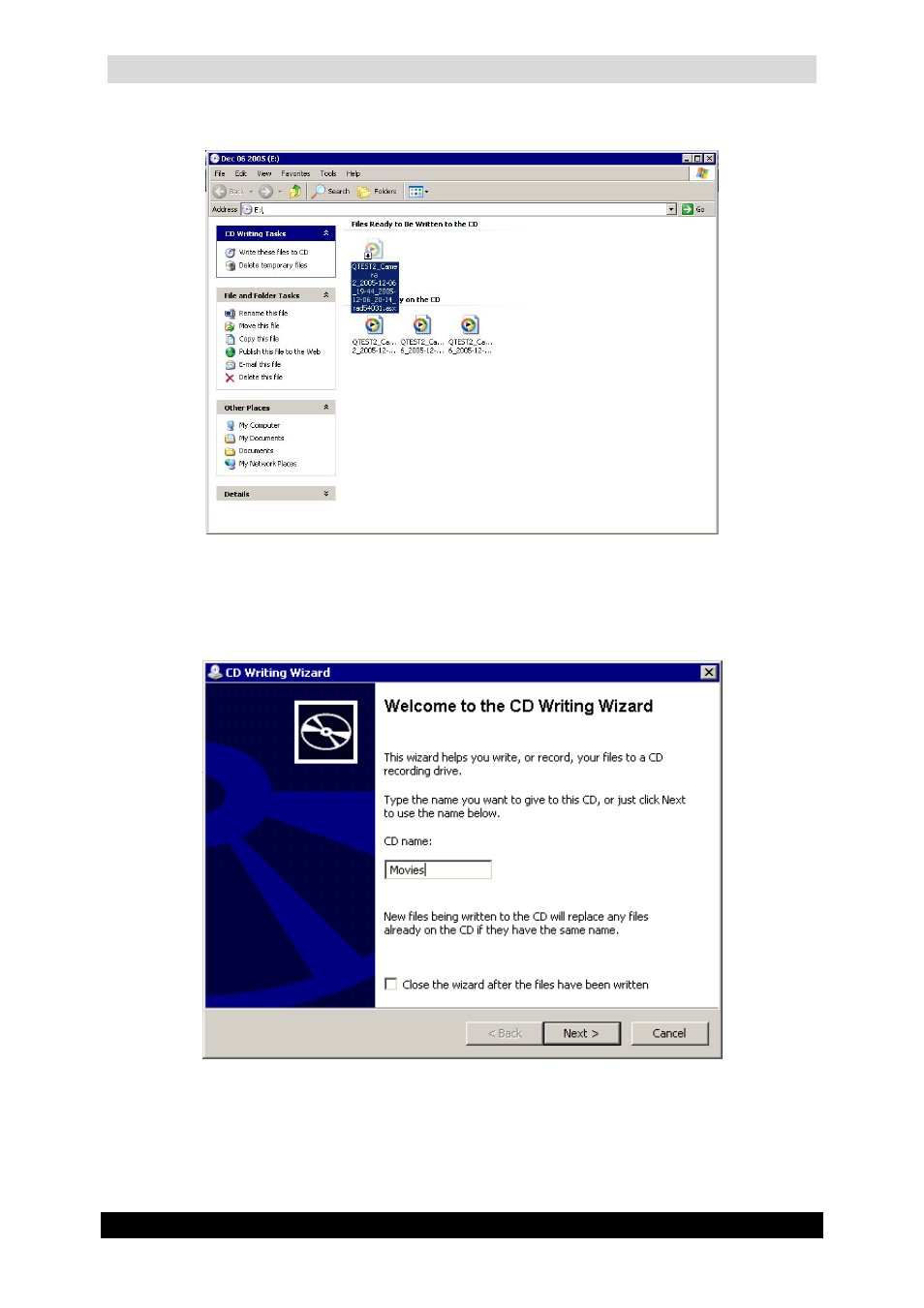 Qguard user manual, Version 4.9 series, Cd explorer screen | Cd writing wizard screen | Quadrox QGuard User Manual User Manual | Page 142 / 171