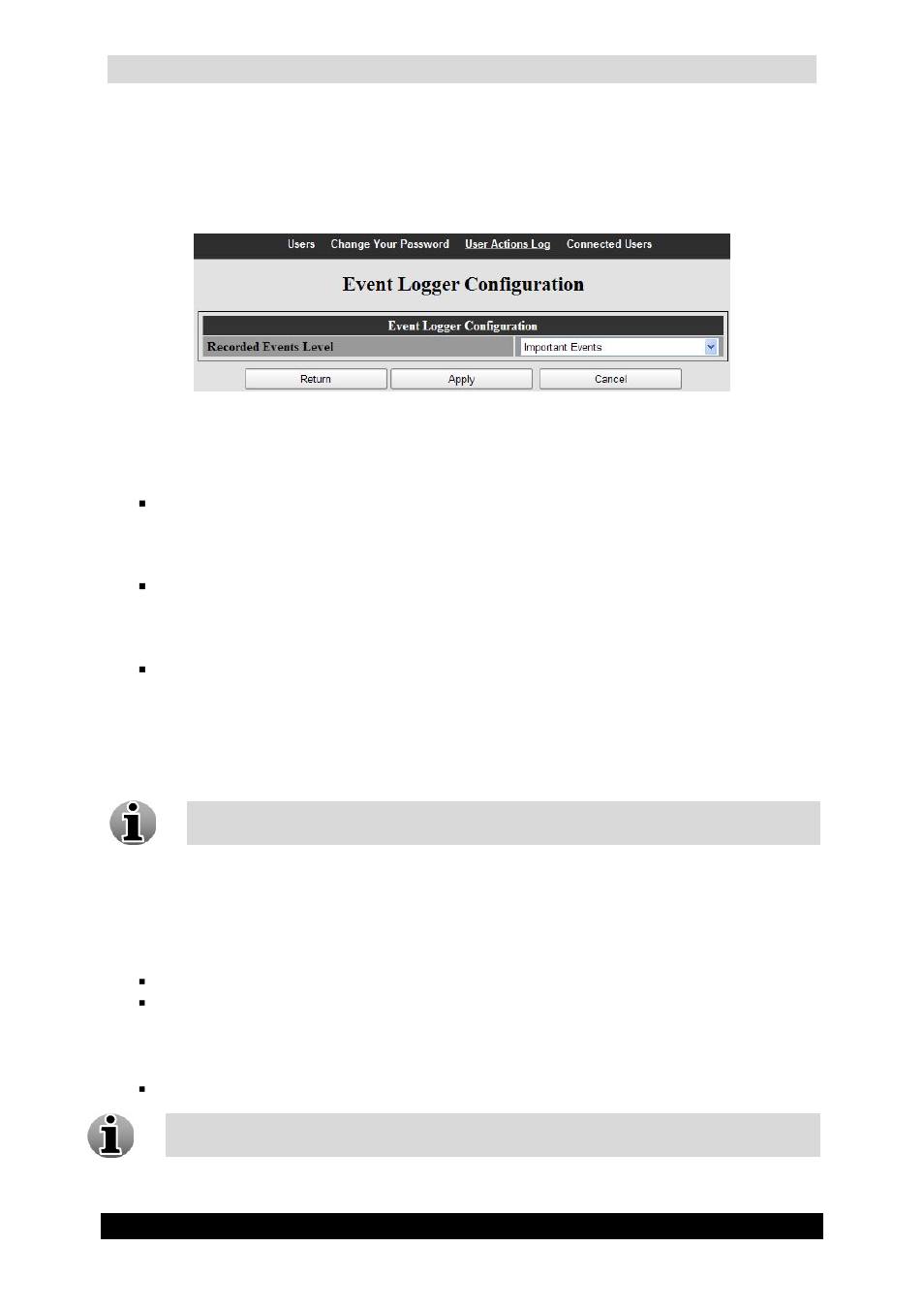 5 connected users, 2 event logger configuration, Qguard user manual | Quadrox QGuard User Manual User Manual | Page 26 / 171