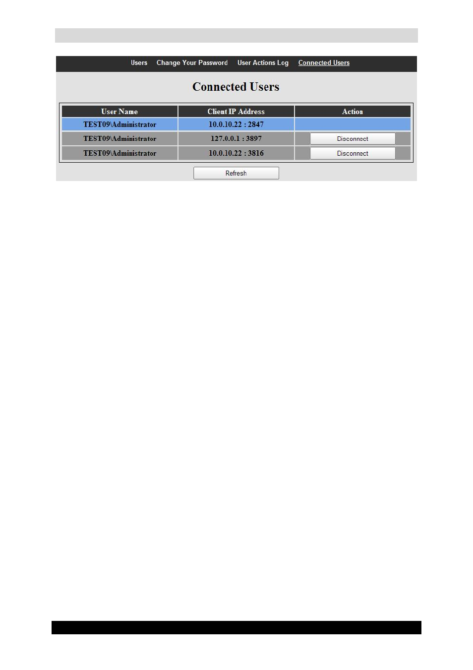 Qguard user manual, Version 4.9 series, Connected users screen | Quadrox QGuard User Manual User Manual | Page 27 / 171