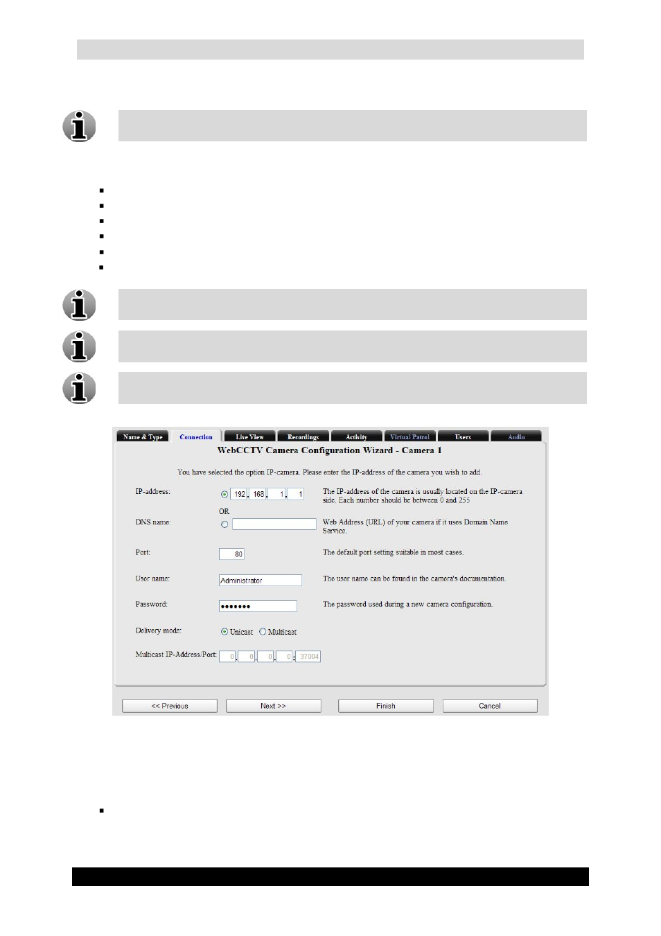 Qguard user manual, Version 4.9 series, 2 connection | Connection (network camera) screen | Quadrox QGuard User Manual User Manual | Page 34 / 171