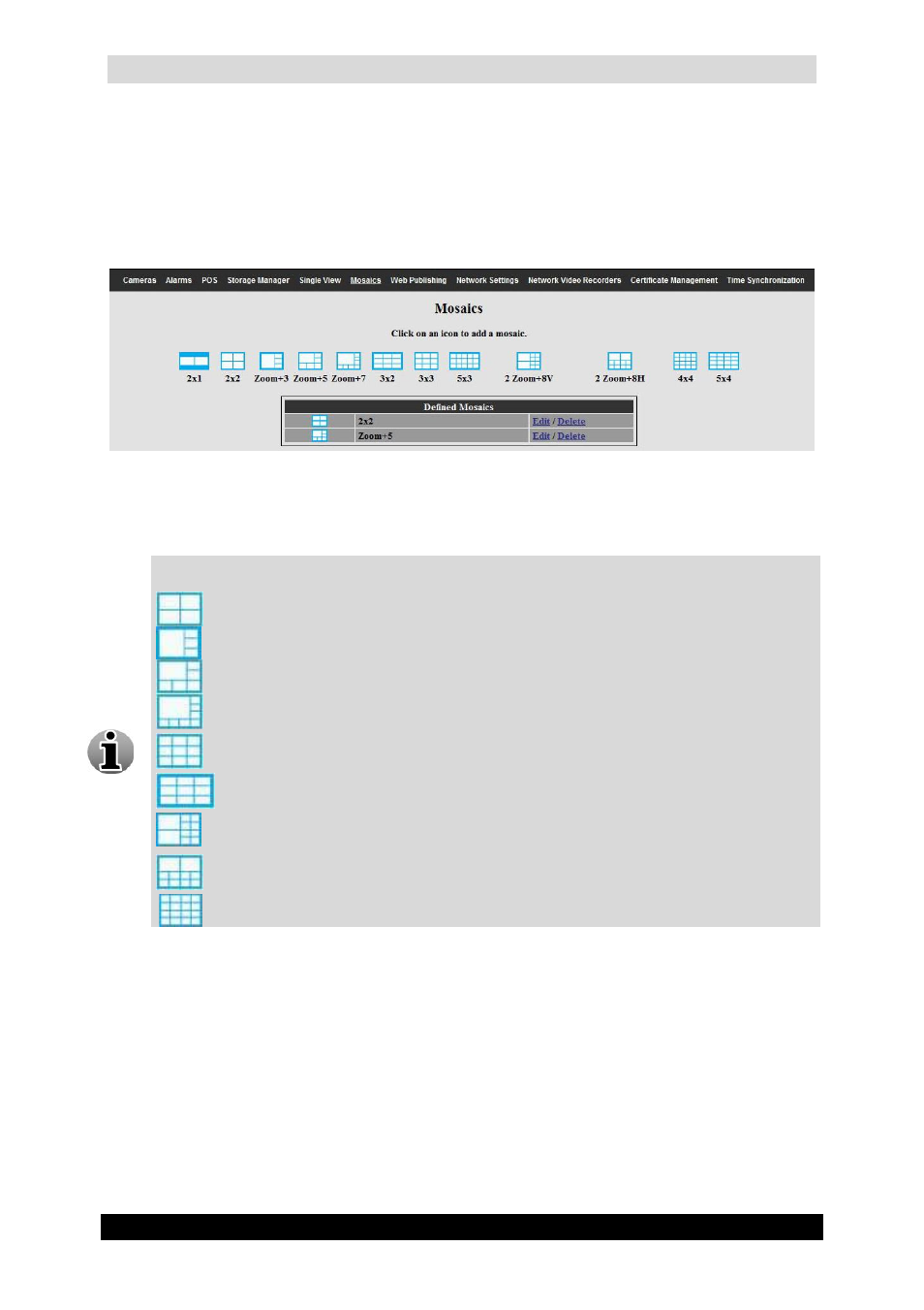 6 mosaics, Qguard user manual, Version 4.9 series | Mosaic menu screen | Quadrox QGuard User Manual User Manual | Page 97 / 171