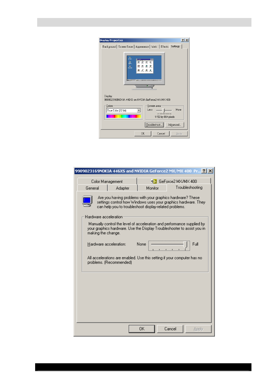 Webcctv installation manual, Version 4.4 series, Display properties screen | Troubleshooting tab screen | Quadrox WebCCTV Installation Manual User Manual | Page 23 / 84