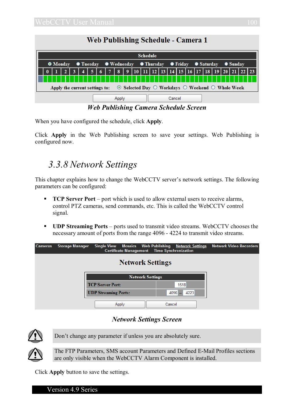 8 network settings, Webcctv user manual | Quadrox WebCCTV User Manual User Manual | Page 100 / 170