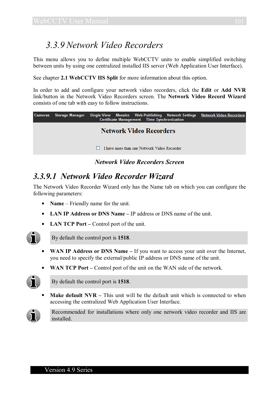 9 network video recorders, 1 network video recorder wizard, Webcctv user manual | Quadrox WebCCTV User Manual User Manual | Page 101 / 170