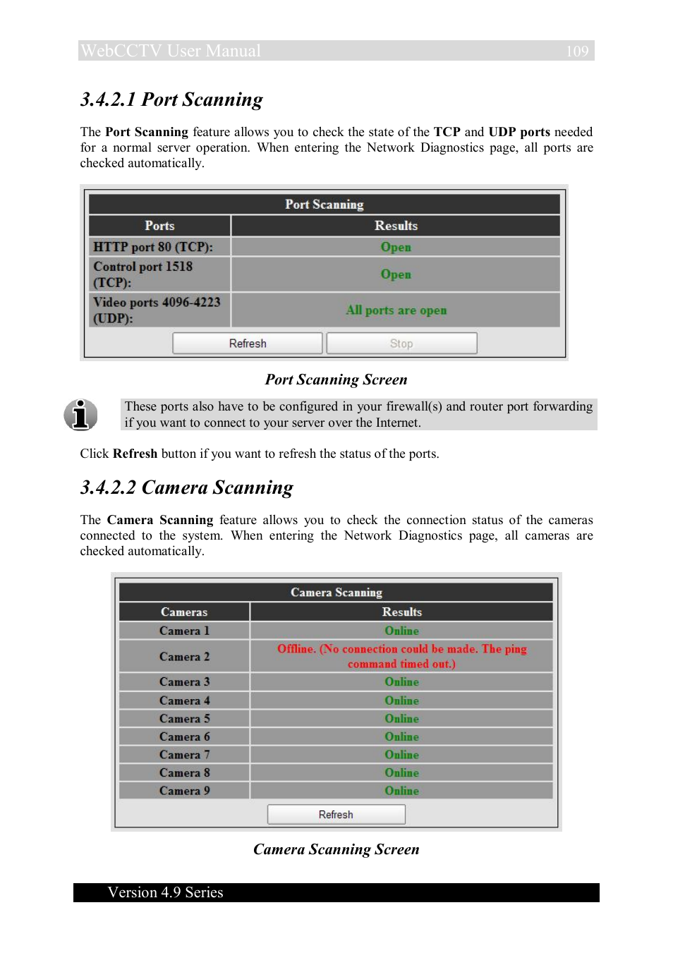 1 port scanning, 2 camera scanning, Webcctv user manual | Quadrox WebCCTV User Manual User Manual | Page 109 / 170