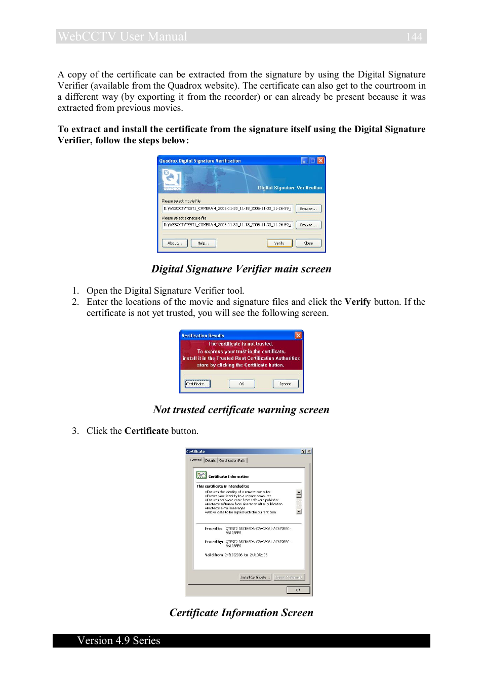 Webcctv user manual | Quadrox WebCCTV User Manual User Manual | Page 144 / 170