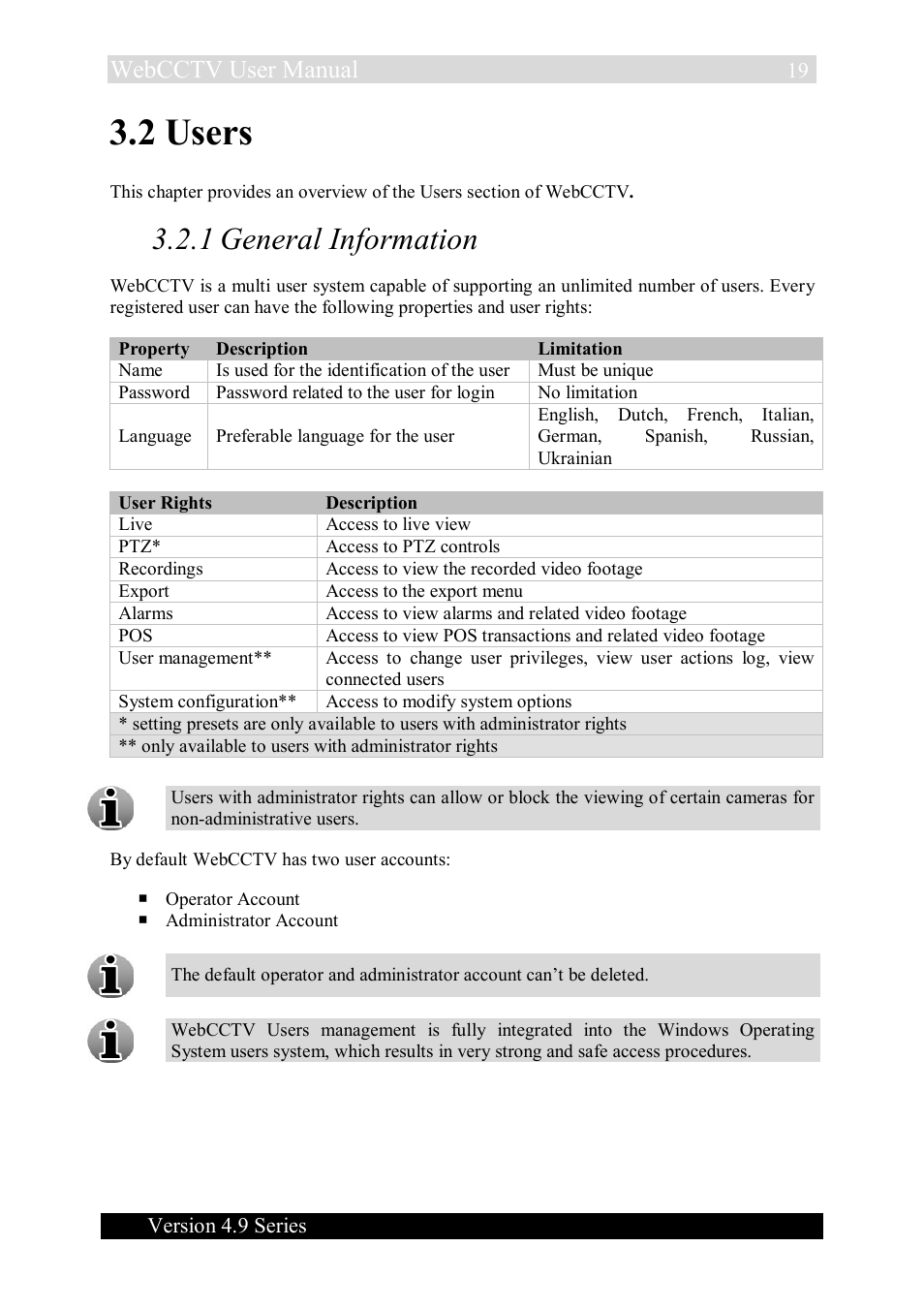 2 users, 1 general information, Webcctv user manual | Quadrox WebCCTV User Manual User Manual | Page 19 / 170