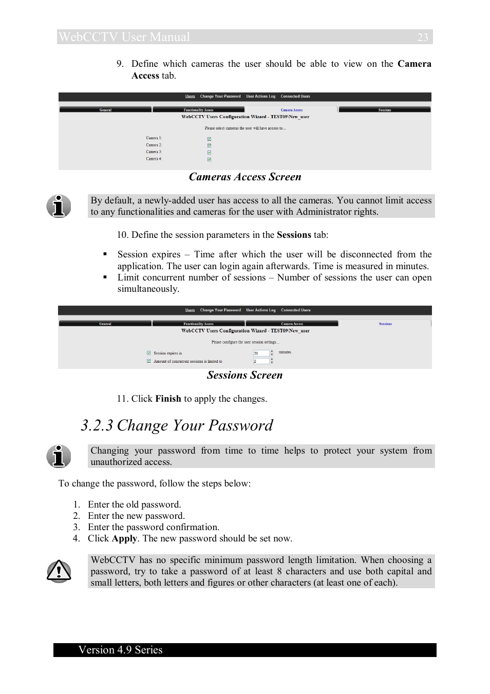 3 change your password, Webcctv user manual | Quadrox WebCCTV User Manual User Manual | Page 23 / 170