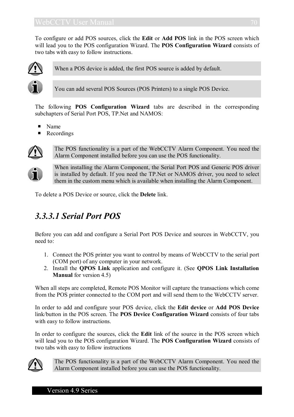 1 serial port pos, Webcctv user manual | Quadrox WebCCTV User Manual User Manual | Page 70 / 170