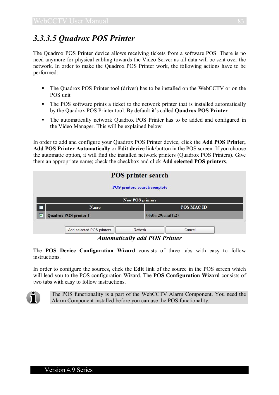 5 quadrox pos printer, Webcctv user manual | Quadrox WebCCTV User Manual User Manual | Page 83 / 170