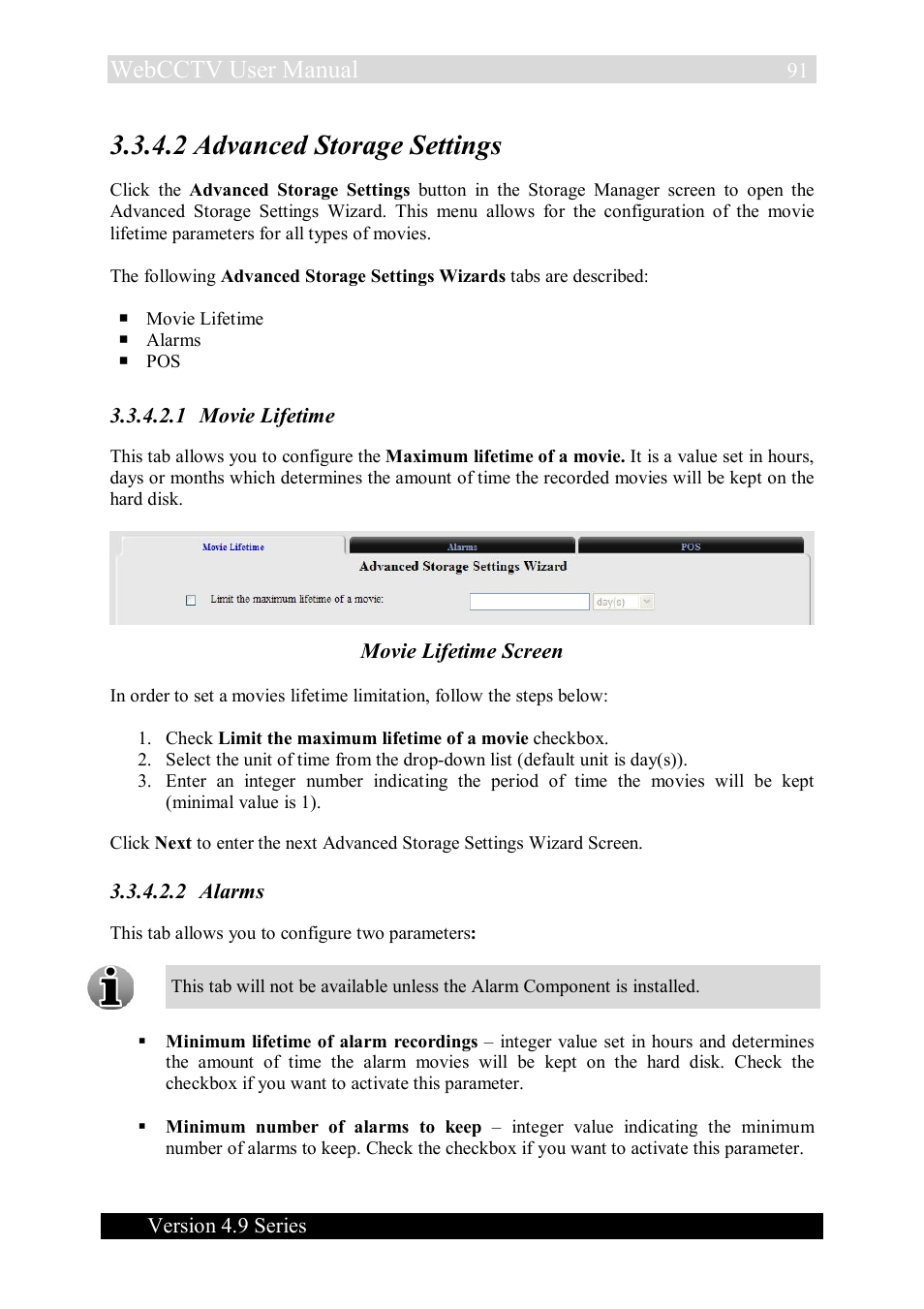 2 advanced storage settings, Webcctv user manual | Quadrox WebCCTV User Manual User Manual | Page 91 / 170