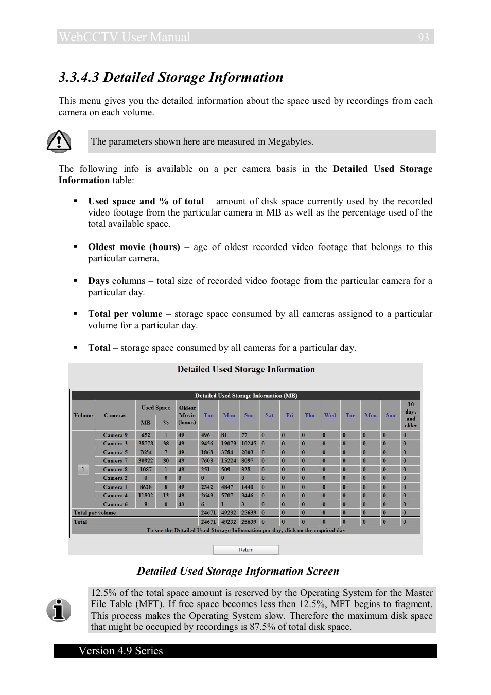 3 detailed storage information, Webcctv user manual | Quadrox WebCCTV User Manual User Manual | Page 93 / 170