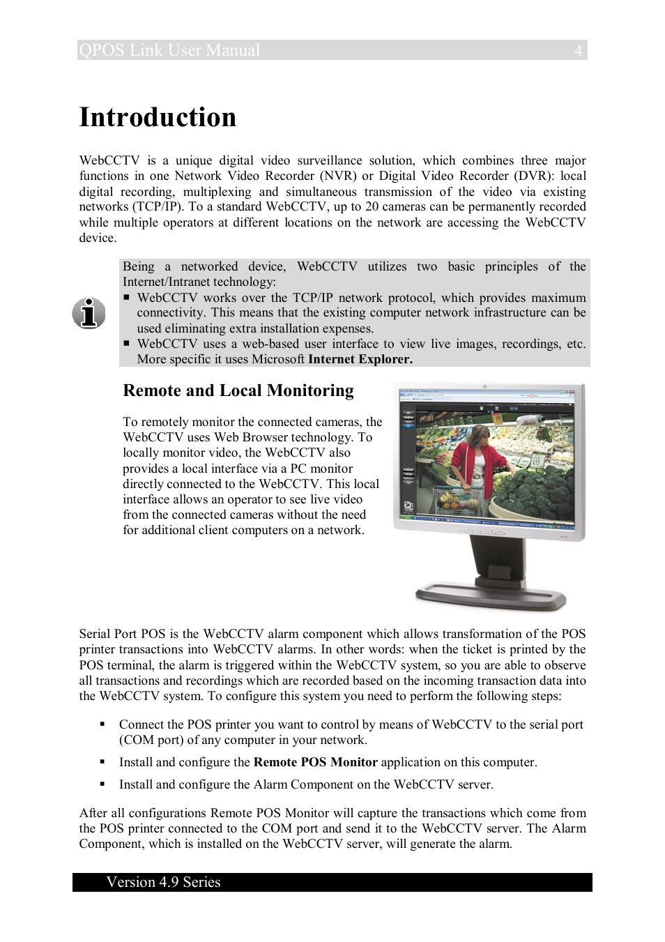 Introduction, Qpos link user manual, Remote and local monitoring | Quadrox QPOS Link User Manual | Page 4 / 16
