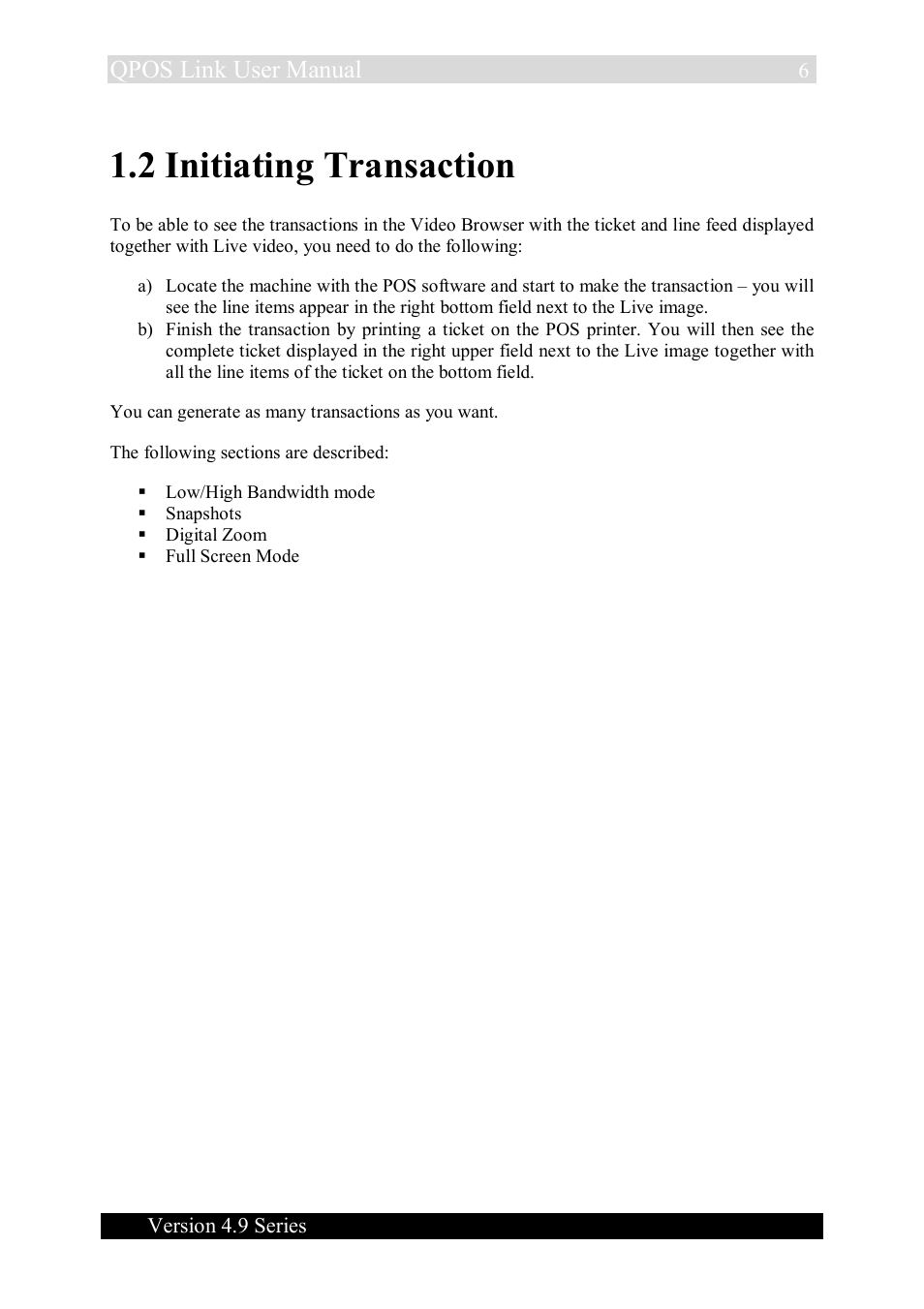 2 initiating transaction, Qpos link user manual | Quadrox QPOS Link User Manual | Page 6 / 16