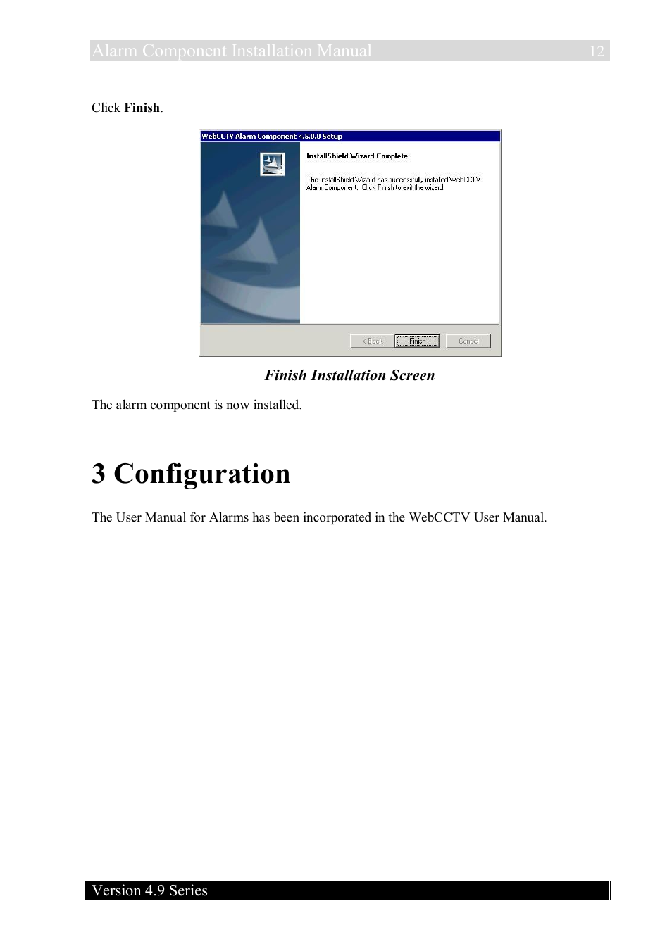3 configuration, Alarm component installation manual | Quadrox Alarm Component User Manual | Page 12 / 12