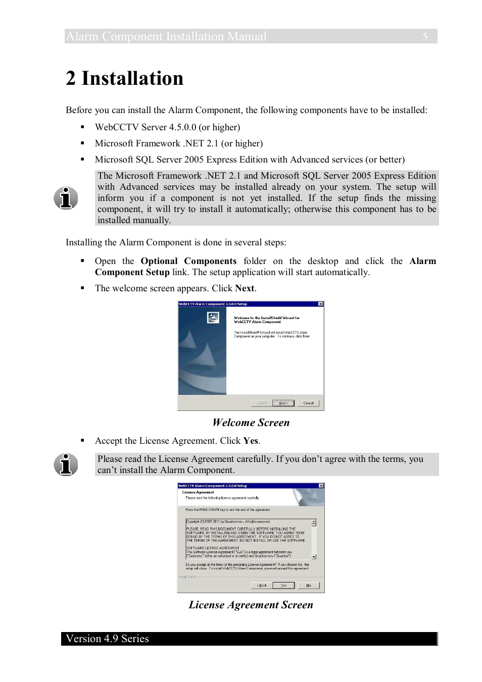 2 installation, Alarm component installation manual | Quadrox Alarm Component User Manual | Page 5 / 12