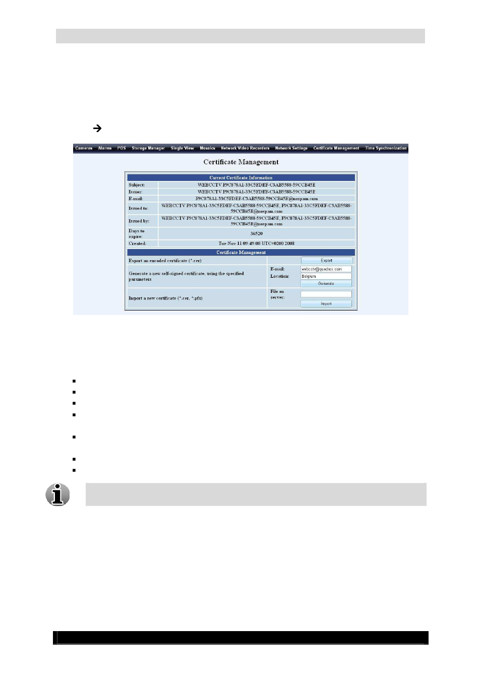 2certificate management, Video authentication manual | Quadrox Video Authentication User Manual | Page 4 / 21