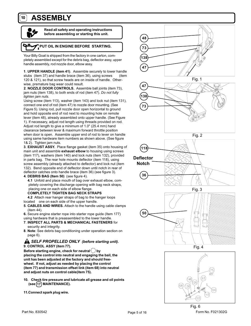 Assembly | Billy Goat VQ802SPH User Manual | Page 5 / 16