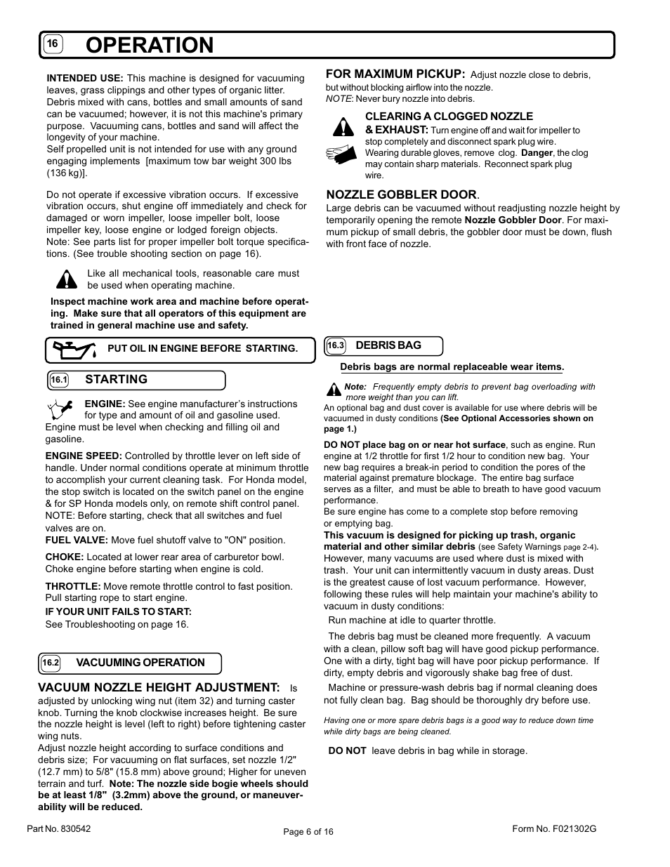 Operation | Billy Goat VQ802SPH User Manual | Page 6 / 16