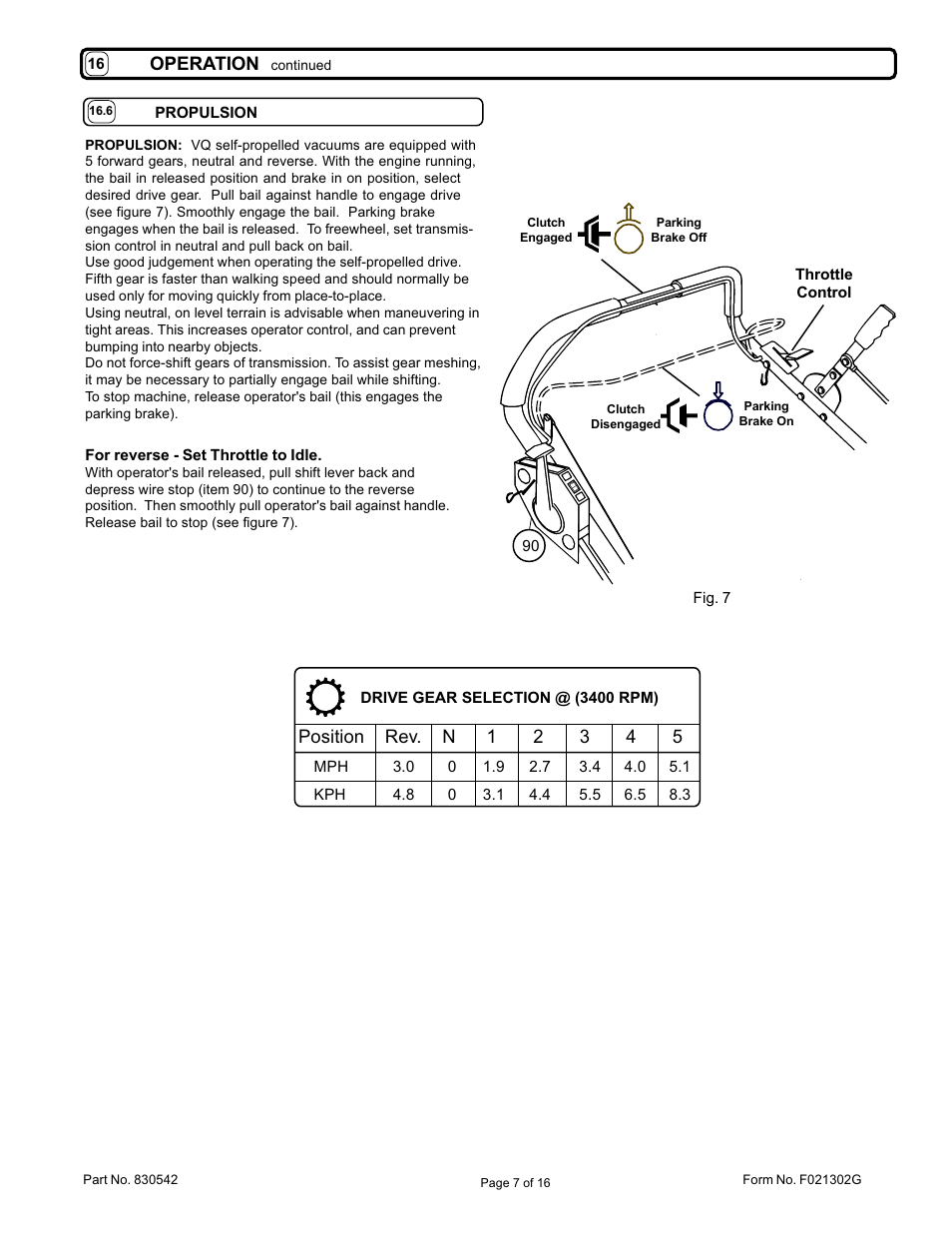 Operation | Billy Goat VQ802SPH User Manual | Page 7 / 16