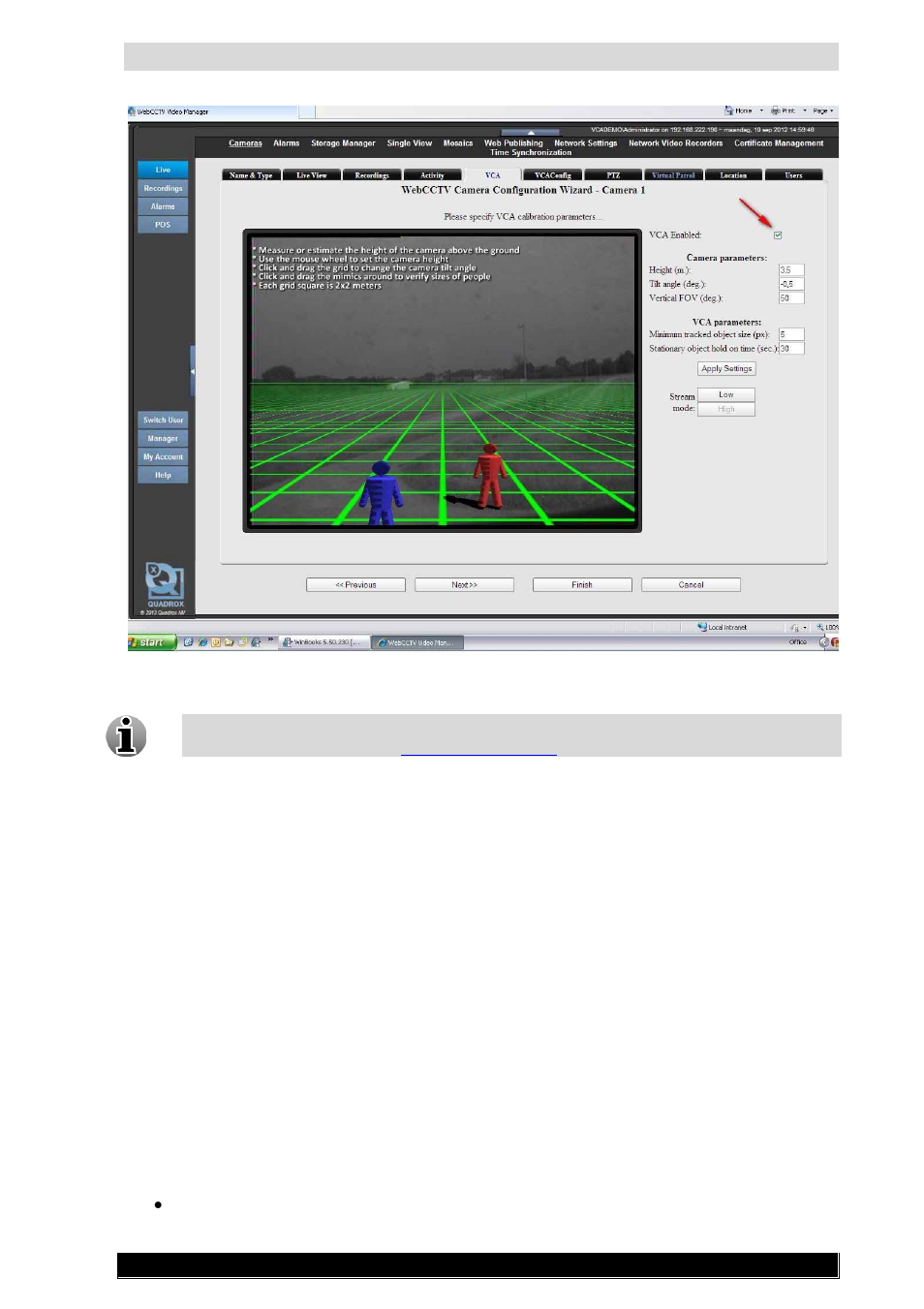 1 camera parameters, Vca installation and configuration manual | Quadrox VCA User Manual | Page 11 / 16
