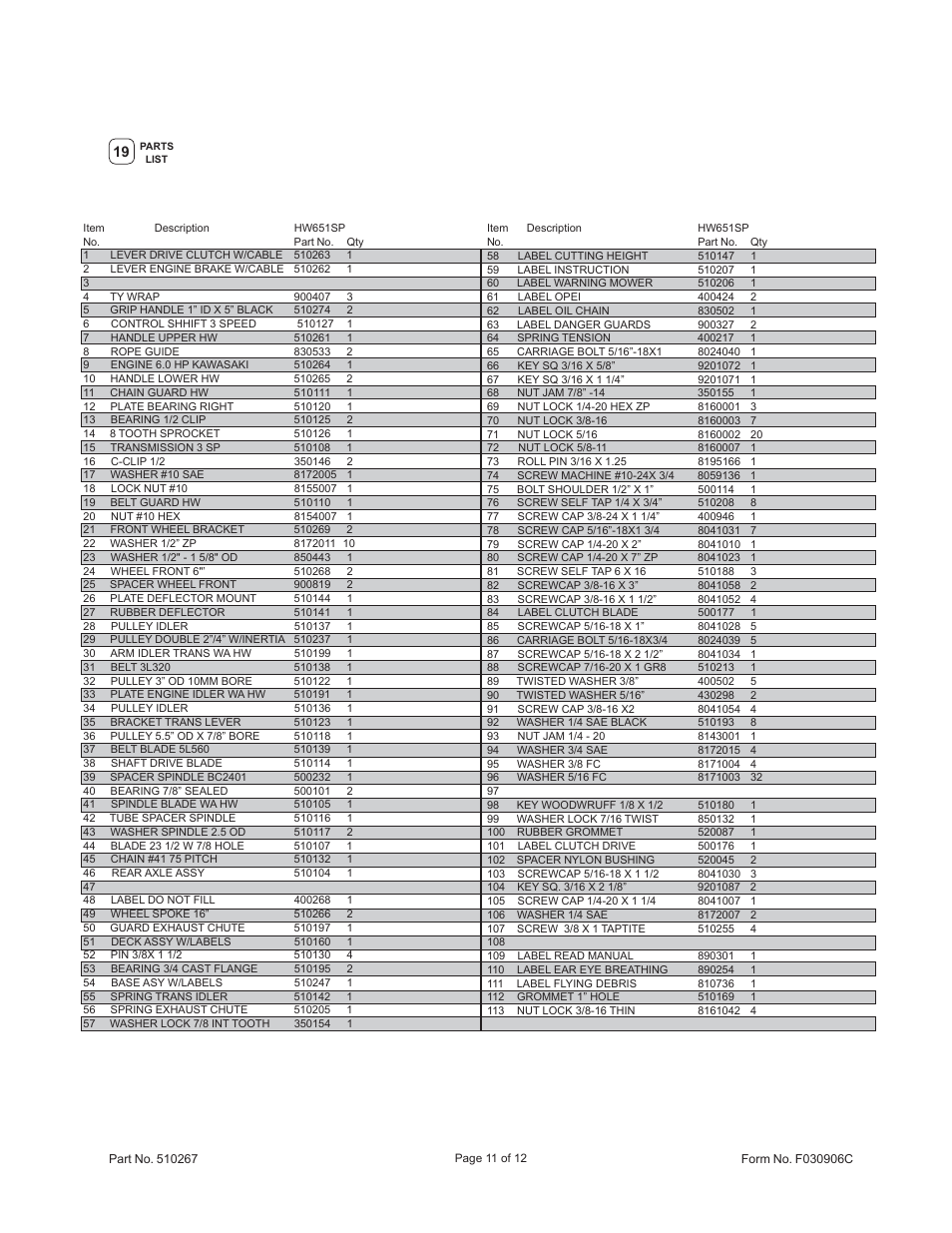 Billy Goat HW651SP User Manual | Page 11 / 12
