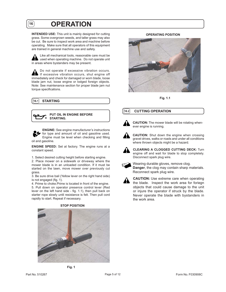 Operation | Billy Goat HW651SP User Manual | Page 5 / 12