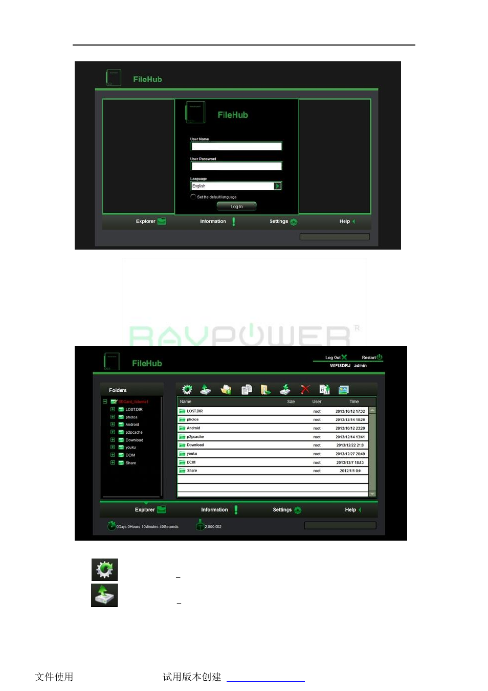 There are 4 main webpage management interface | RAVPower RP-WD02 for iOS User Manual | Page 2 / 13