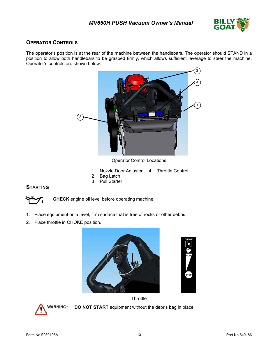 Billy Goat MV650H User Manual | Page 13 / 28