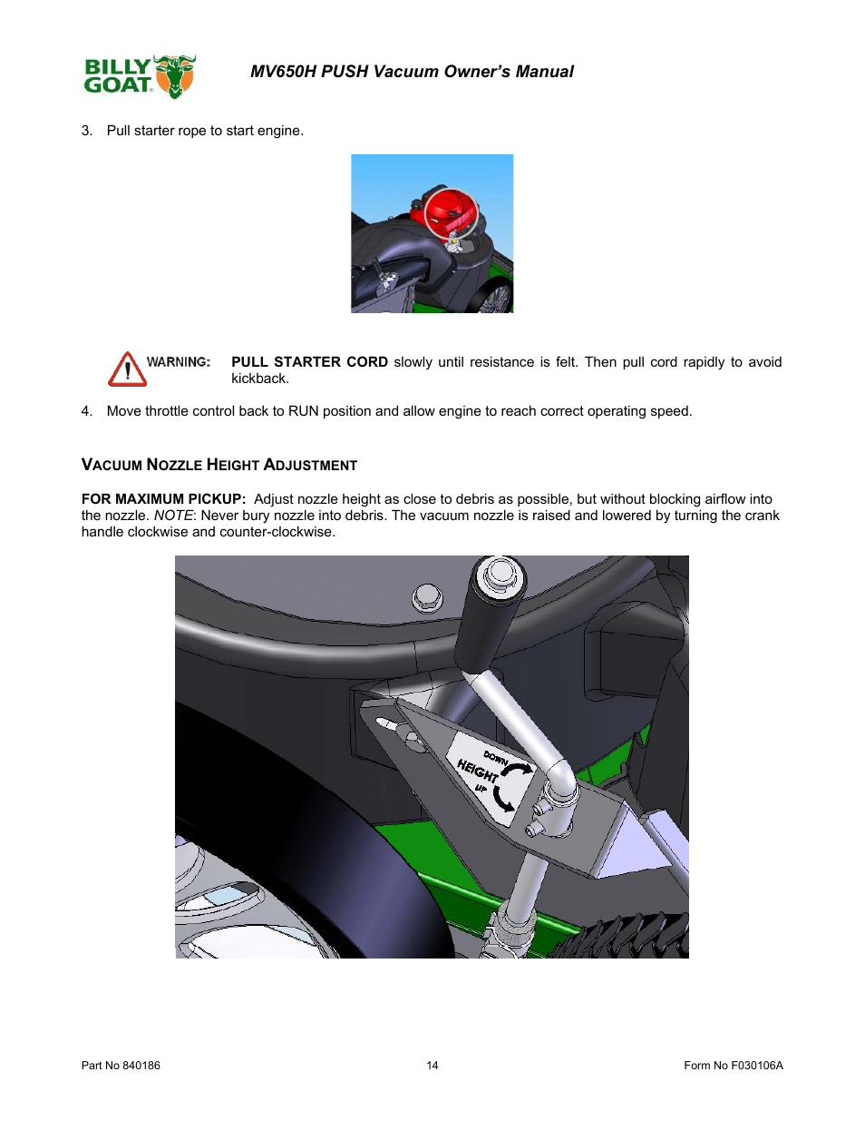 Billy Goat MV650H User Manual | Page 14 / 28
