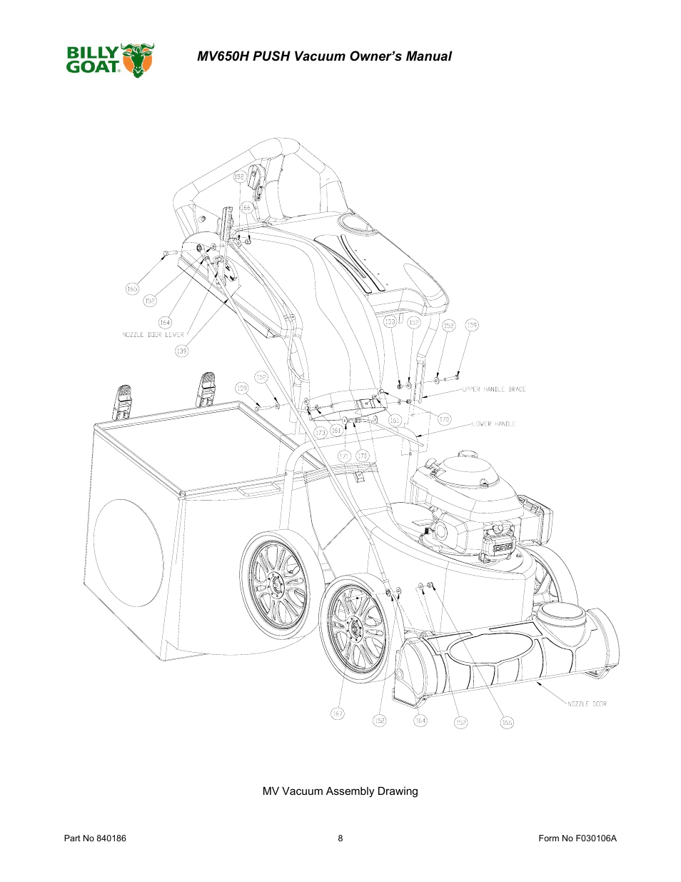 Mv650h push vacuum owner’s manual | Billy Goat MV650H User Manual | Page 8 / 28