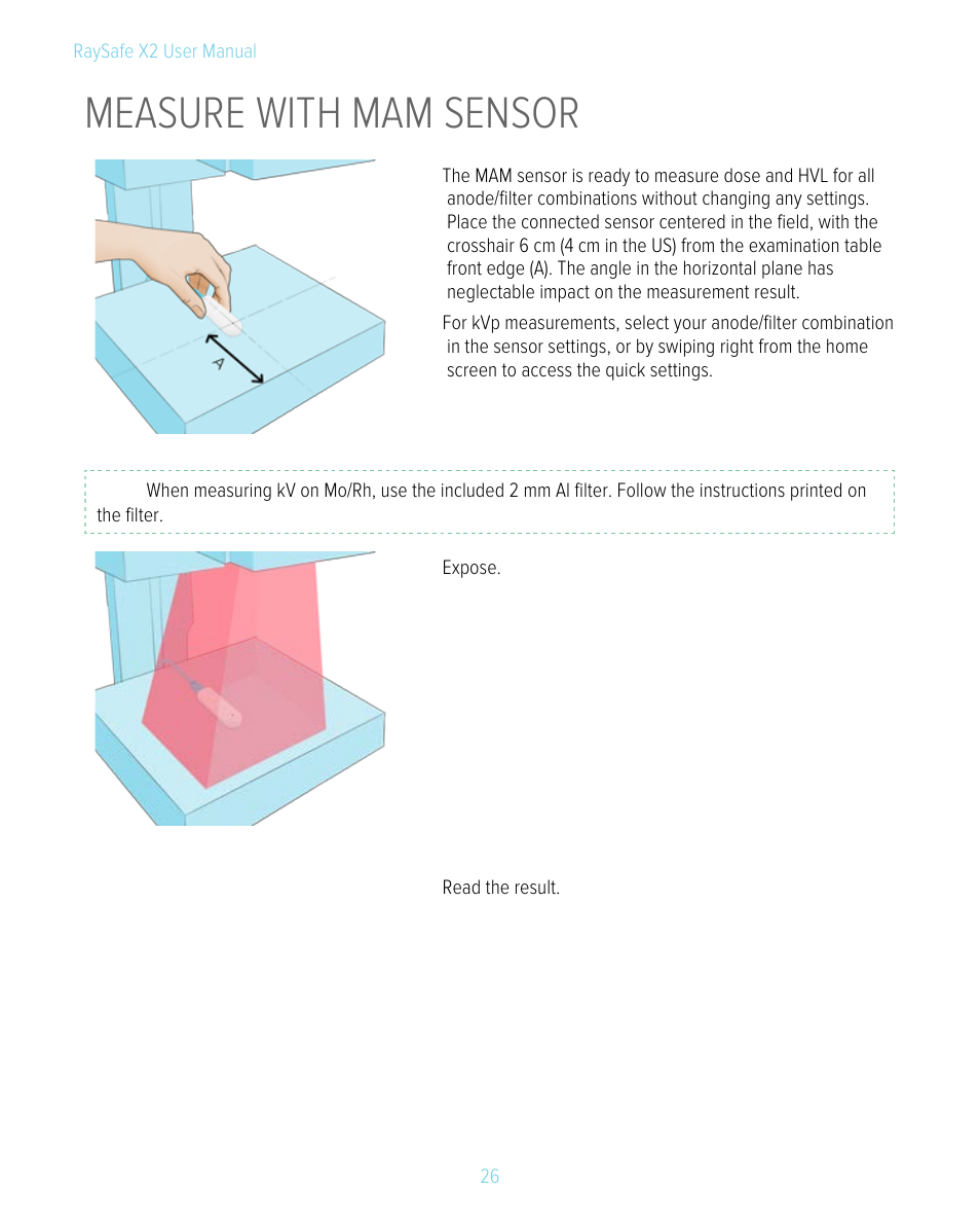 Measure with mam sensor | RaySafe X2 Manual User Manual | Page 26 / 51