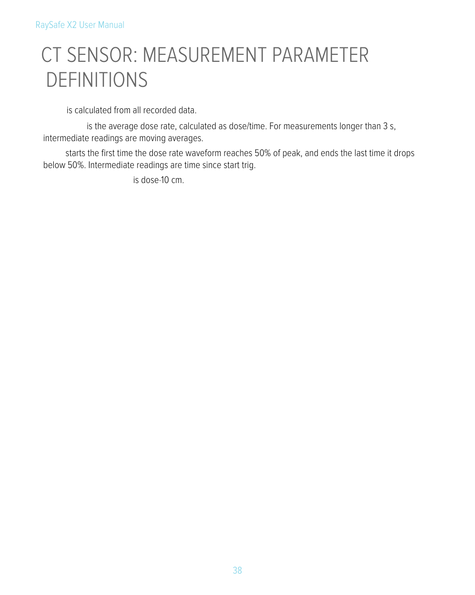 Ct sensor: measurement parameter definitions, Ct: measurement definitions | RaySafe X2 Manual User Manual | Page 38 / 51