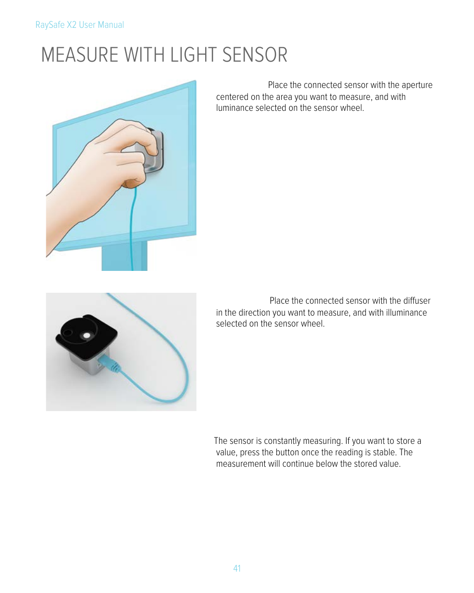 Measure with light sensor | RaySafe X2 Manual User Manual | Page 41 / 51