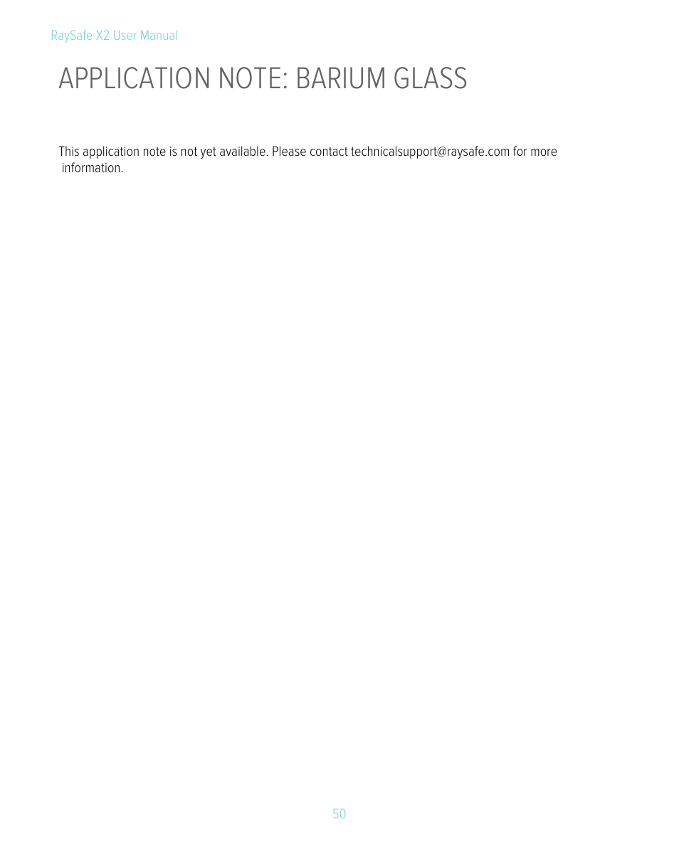 Application note: barium glass, Barium glass | RaySafe X2 Manual User Manual | Page 50 / 51