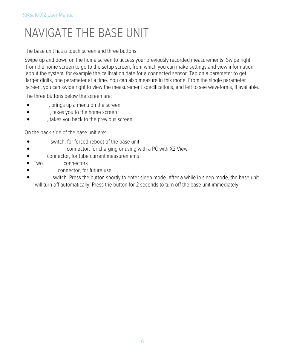 Navigate the base unit | RaySafe X2 Manual User Manual | Page 6 / 51