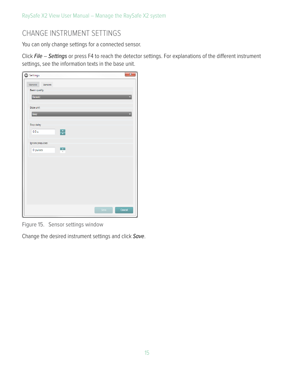 Change instrument settings | RaySafe X2 View User Manual | Page 15 / 18