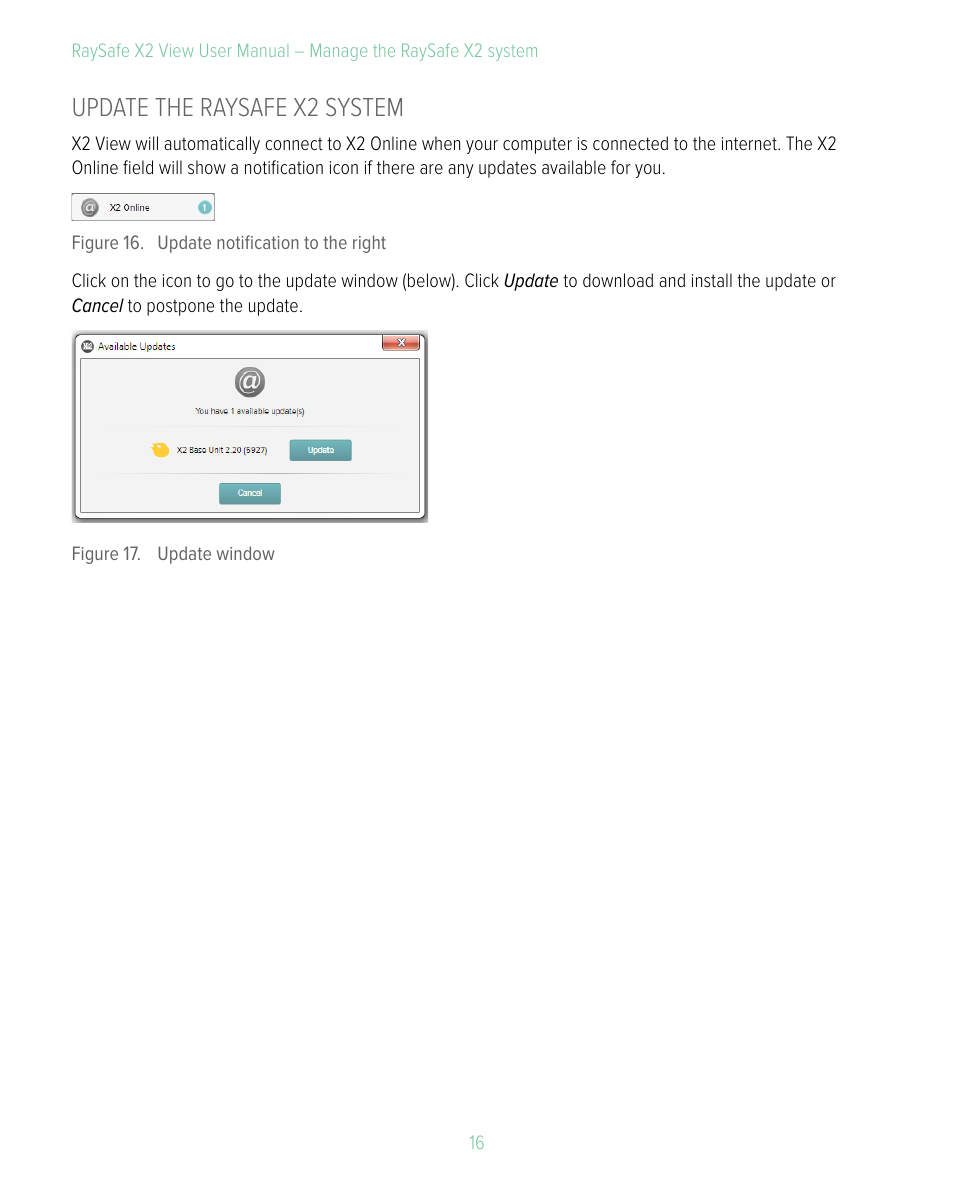 Update the raysafe x2 system | RaySafe X2 View User Manual | Page 16 / 18