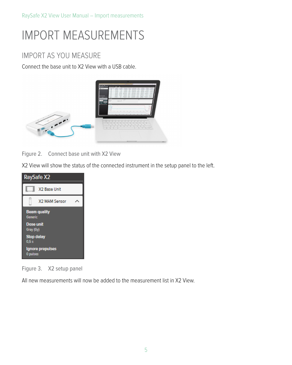 Import measurements, Import as you measure | RaySafe X2 View User Manual | Page 5 / 18