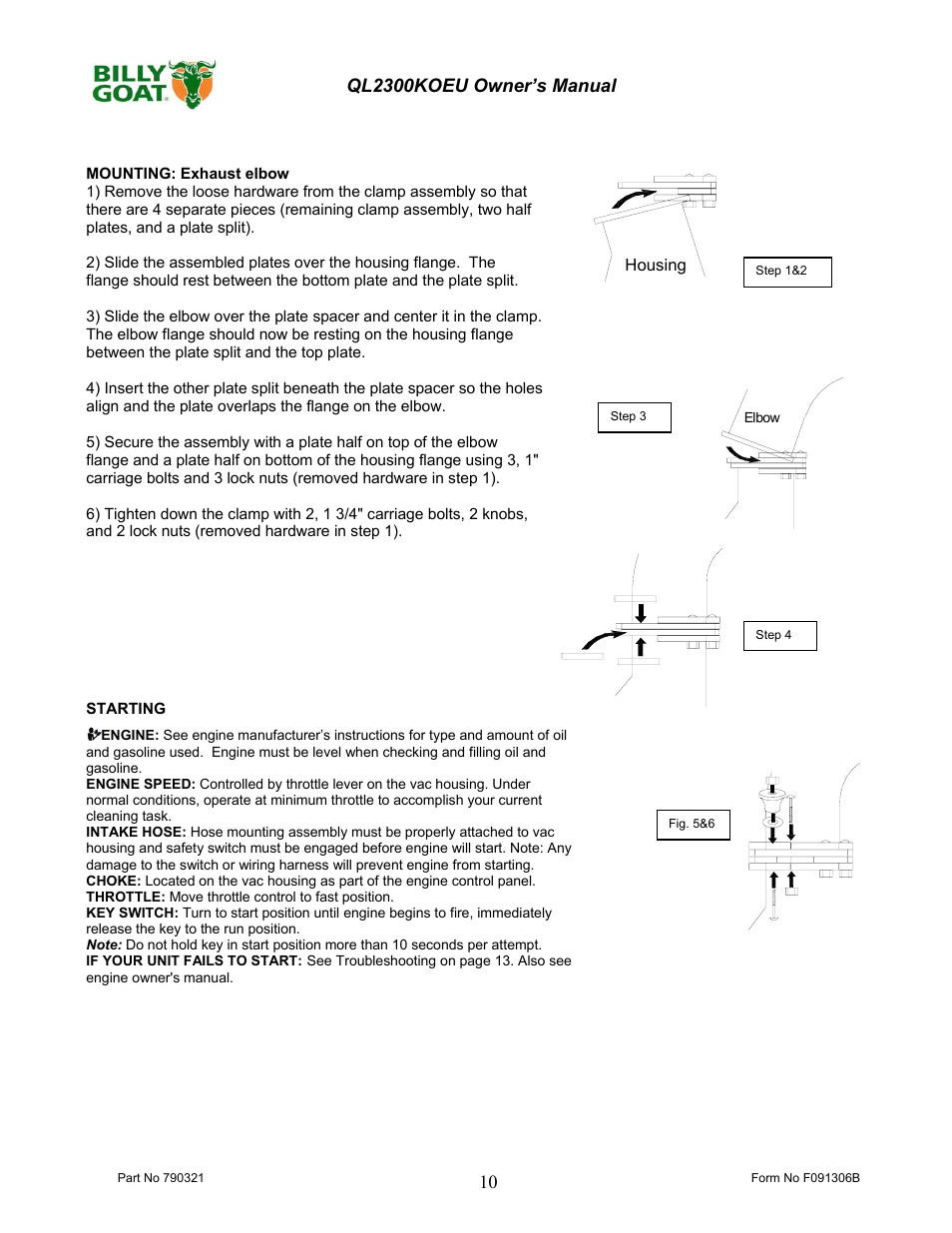 Billy Goat QL2300KOEU User Manual | Page 10 / 16