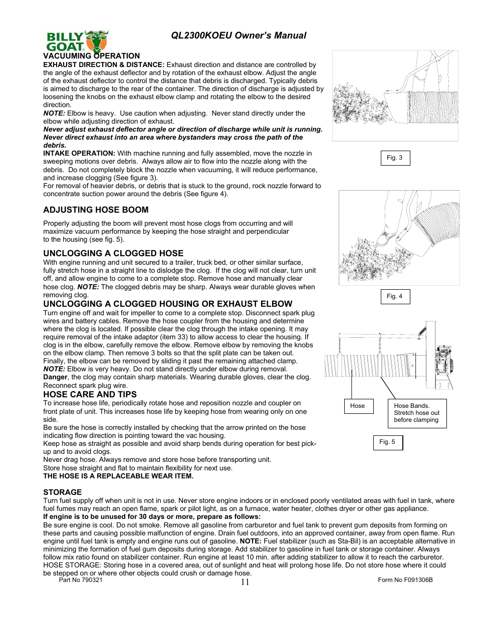 Billy Goat QL2300KOEU User Manual | Page 11 / 16